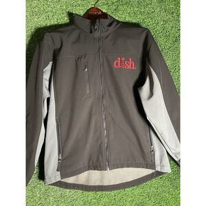 Cintas‎ Men's XL Work Jacket Dish Network Black Gray Full Zip Mock Neck Uniform